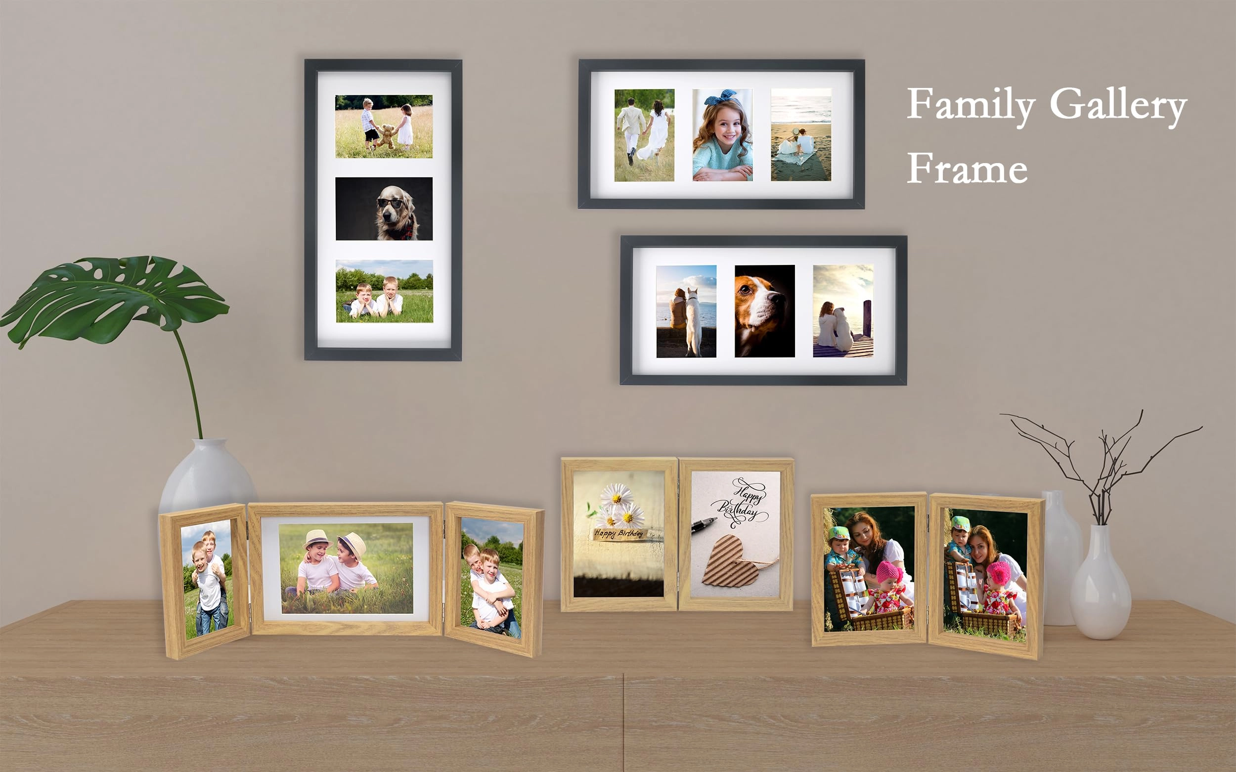 Triple Multi Photo Frame - 2-4x6''+5x7'' 3