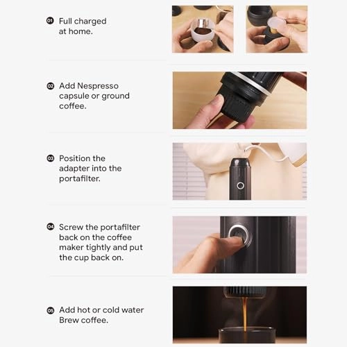 Portable Coffee Machine - 80ml capsule or powder
