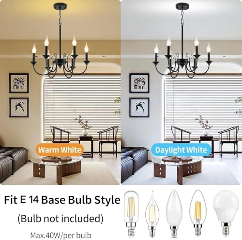 Antique Style Chandelier - Black 5 Candle Lights