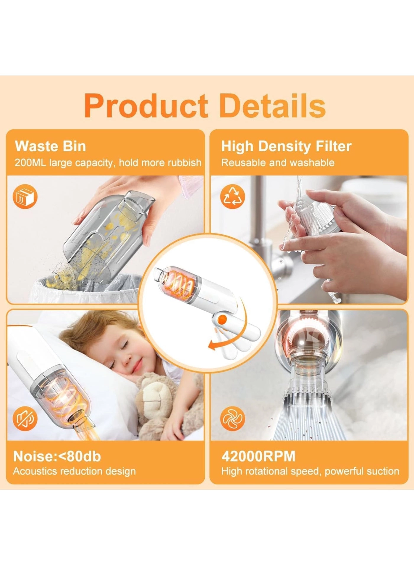 Handheld Car Vacuum Cleaner - 4000mAh