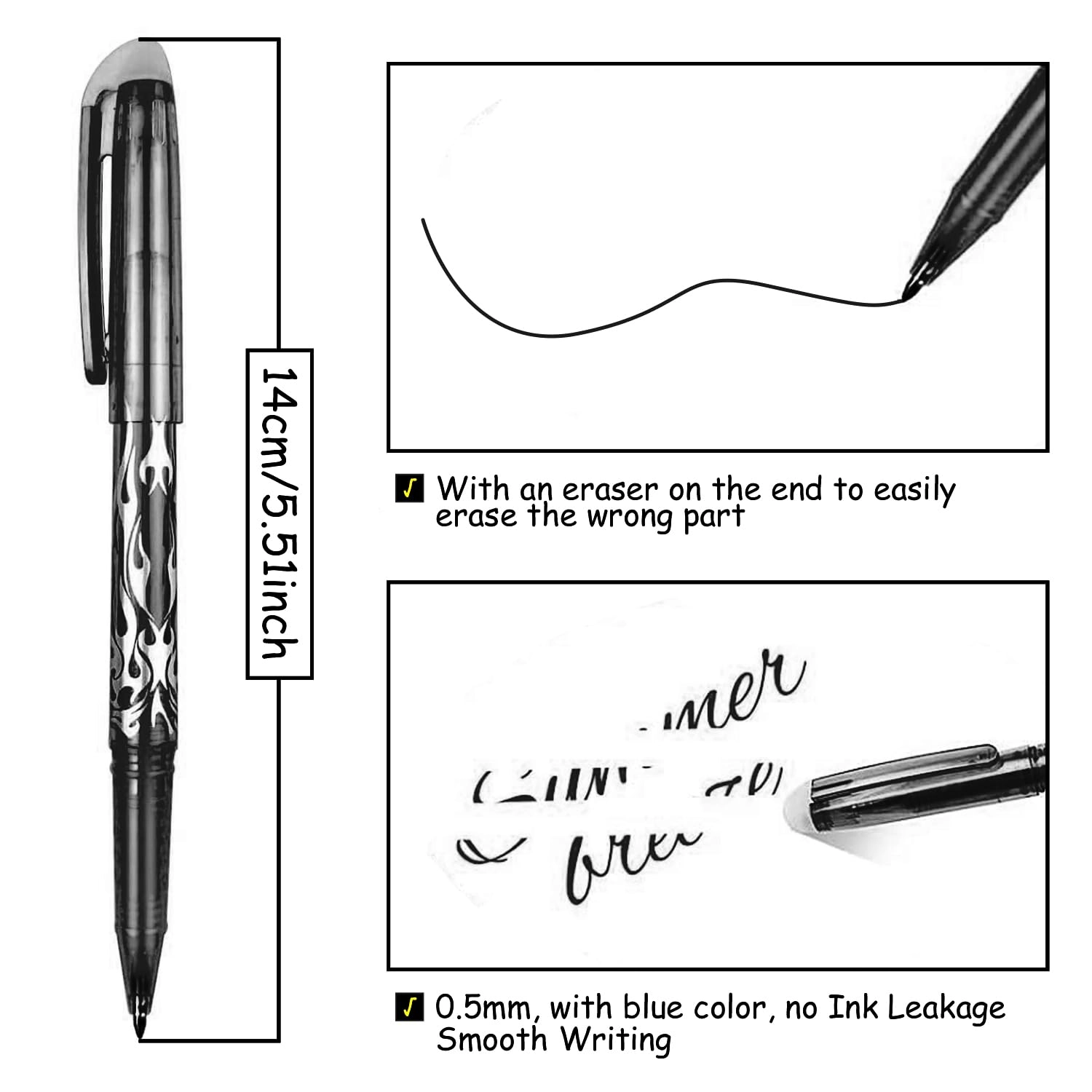 Gel Ink Eraser Pens - 8pcs 0.7mm