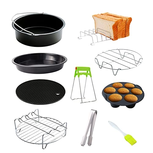 Cake Barrel + Pizza Pan + Cupcake Mould + Bread Bracket + Metal Holder + Double Layer Rack + Heat Insulated Pad + Oil Brush + Food Tong + Dish Clip - 10pcs