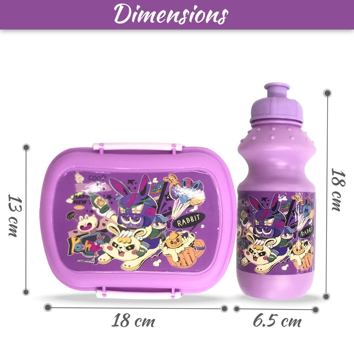Lunch Box And Water Bottle Set of 2 - Rabbit 750ml 350ml