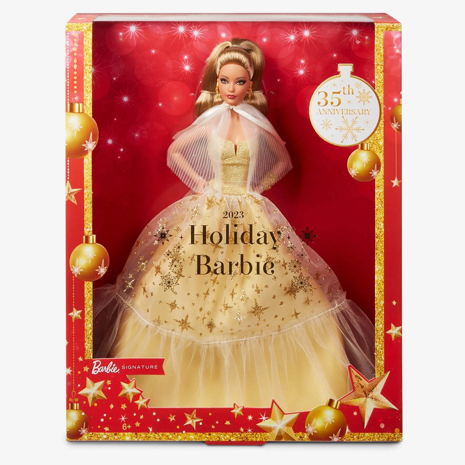 Barbie Holiday - 35th Anniversary Gold Gown Honey Brown Hair Ages 6+
