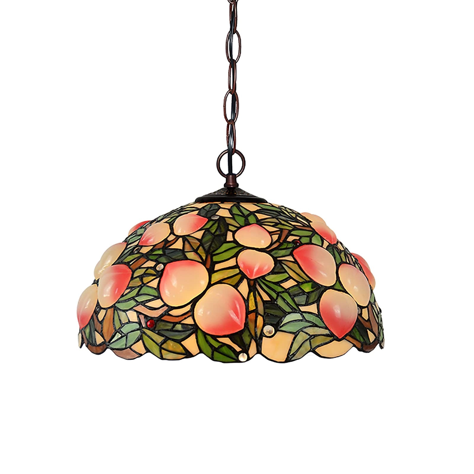 Tiffany Round Chandelier - E27 Colored Peach 30*19cm