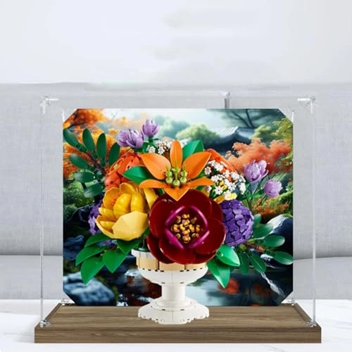 Acrylic Transparent Collectible Display Case for LEGO 10345 Flower beds Bouquets Block Model