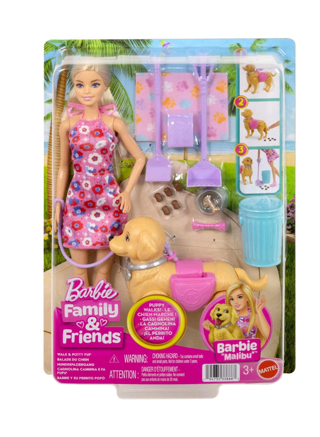 Walk & Potty Pup - walks and goes potty + Malibu Doll
