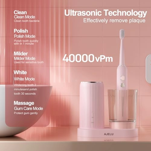 Electric Toothbrush Set - UV Light Drying Holder 8 Brush Heads USB Rechargeable
