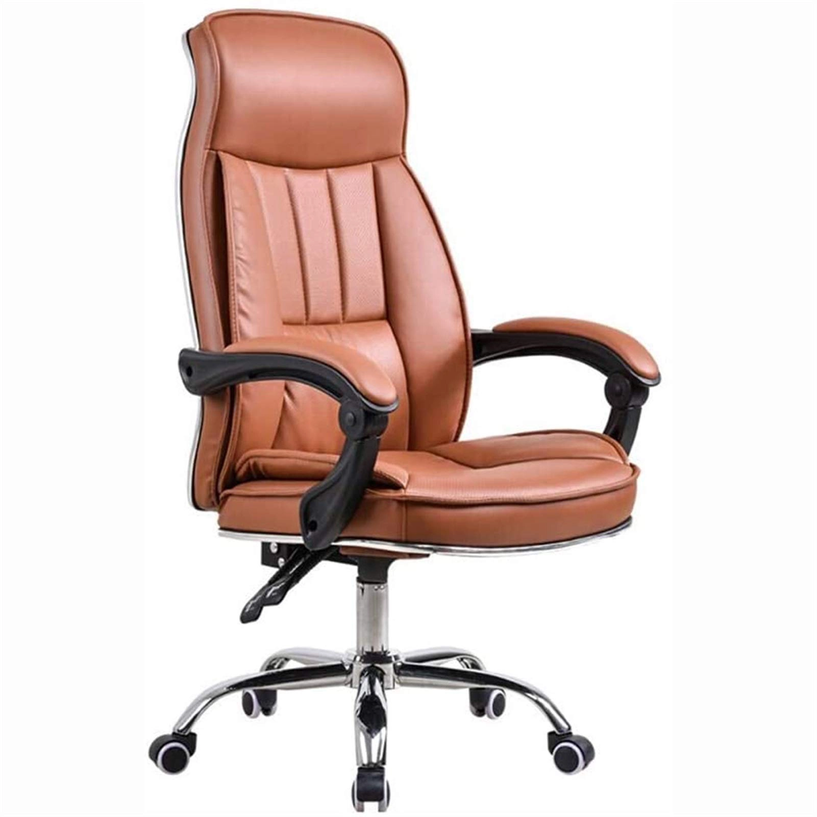 Desk Chair - PU Leather Brown High Back