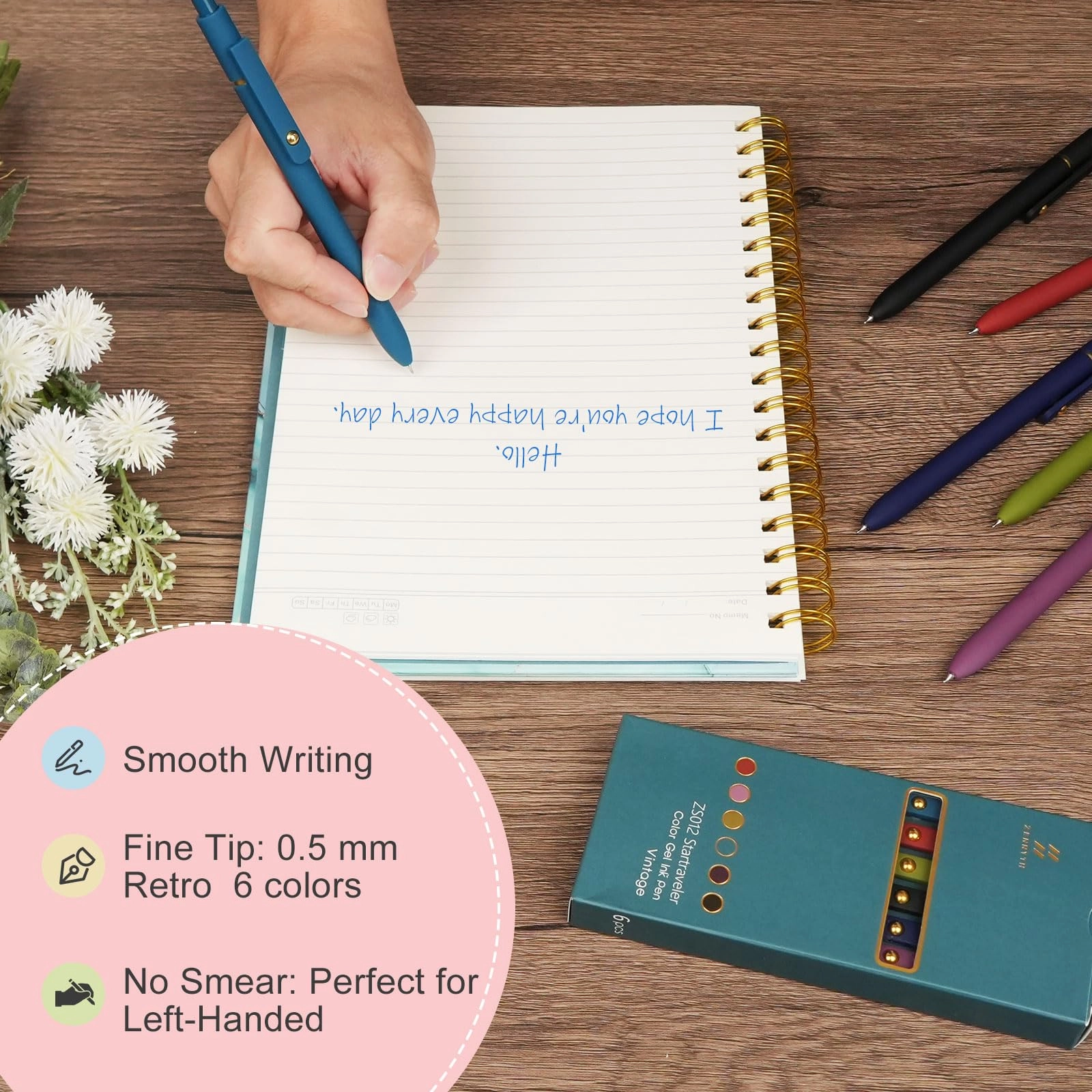 Gel Pens - 6 Pcs 0.5mm