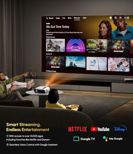 Google TV Projector 2200 ANSI Lumens 3840 x 2160 Pixels