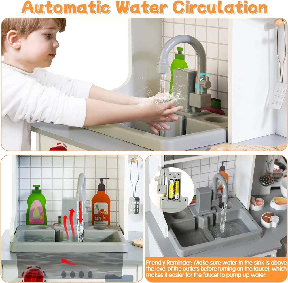 Luxury Kids Wooden Play Kitchen Set (5551007-BL-20131)