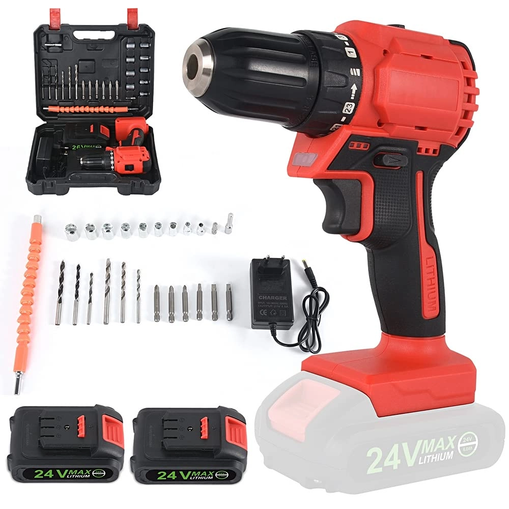SJHDKLW Brushless Impact Drill - Cordless 24 torque 2 speed