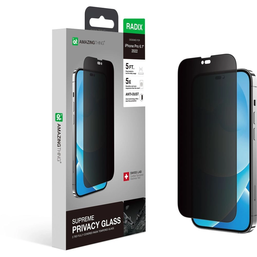 AMAZINGthing Privacy Tempered Glass Screen Protector for iPhone 14 Pro