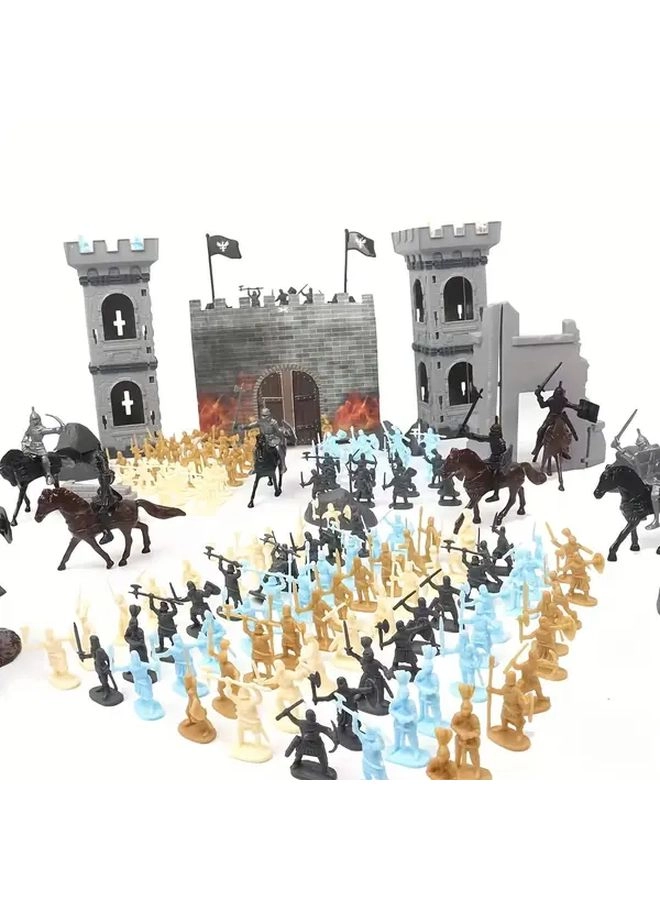Generic Medieval Warrior + Ancient Cavalry + Arrow Tower + Castle - plastic