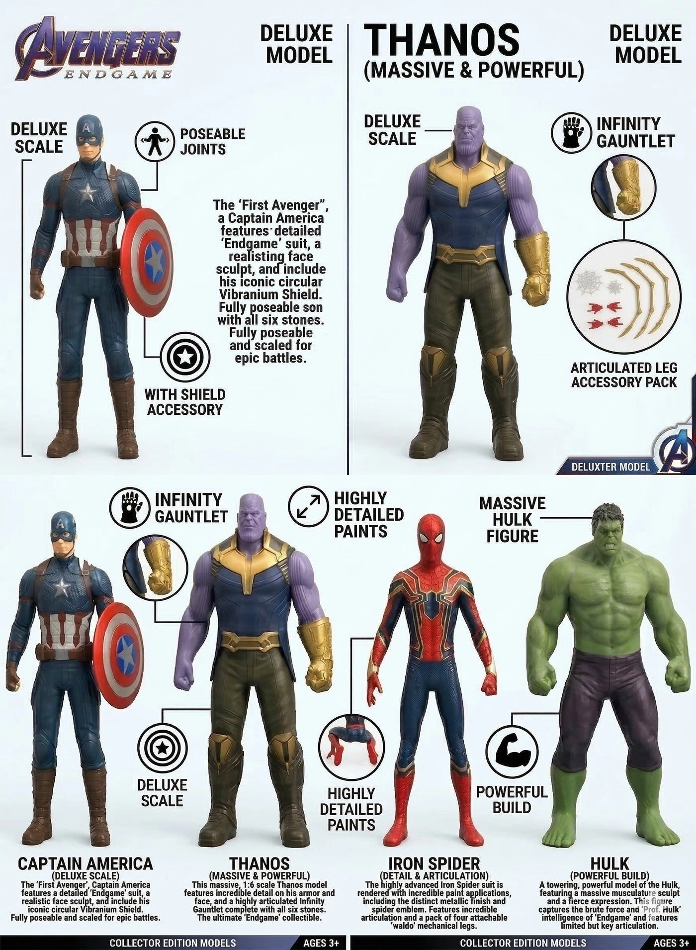 Thanos + Captain America + Iron Spider + Hulk - Avengers - 4 pcs (R1132)