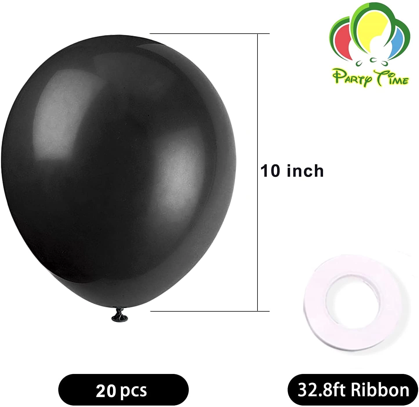 20-Pieces 10 inches Standard Black Balloons - Baby Shower
