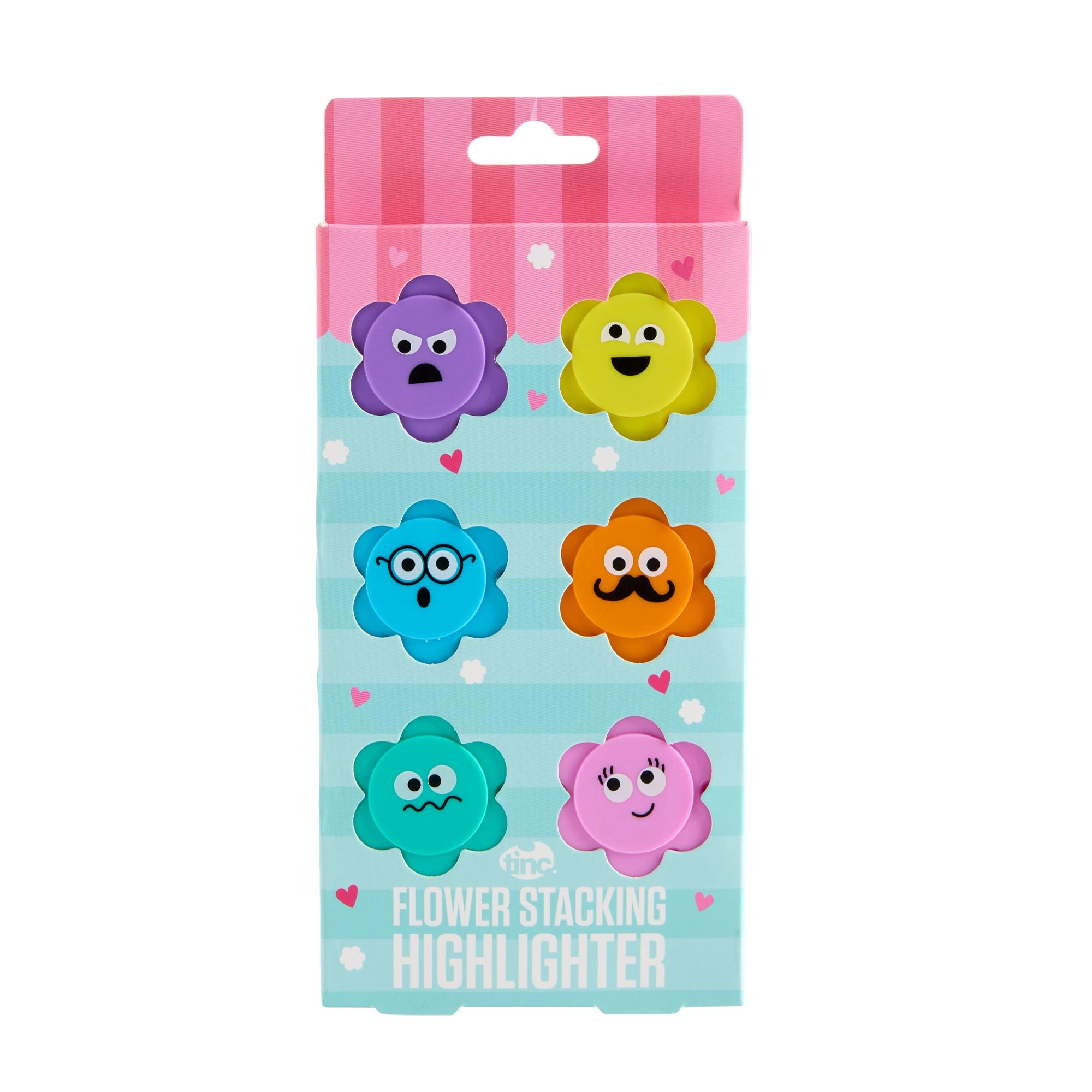 TINC Flower Shaped Stacking Highlighters - Purple Yellow Blue Orange Turquoise Pink Chisel