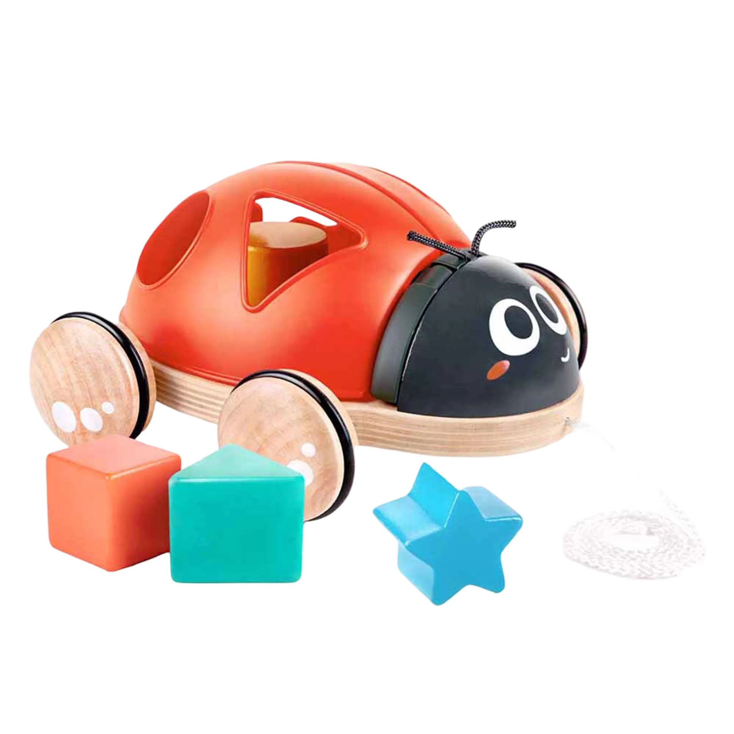 Ladybug Shape-Sorter Pull Along Toy - 5pcs Ladybug