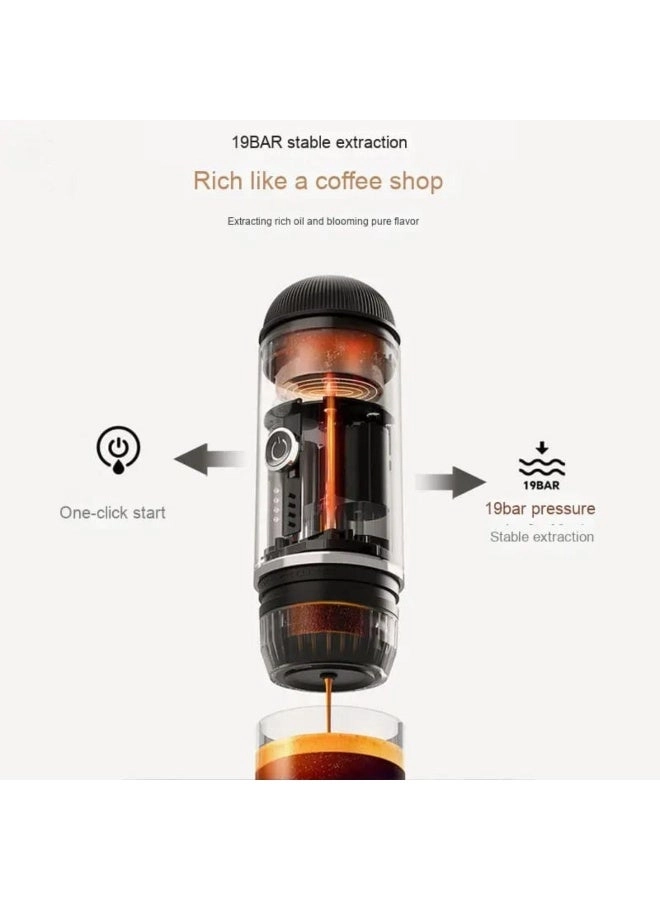 Portable Travel Espresso Maker - 19-bar 120W 7500mAh