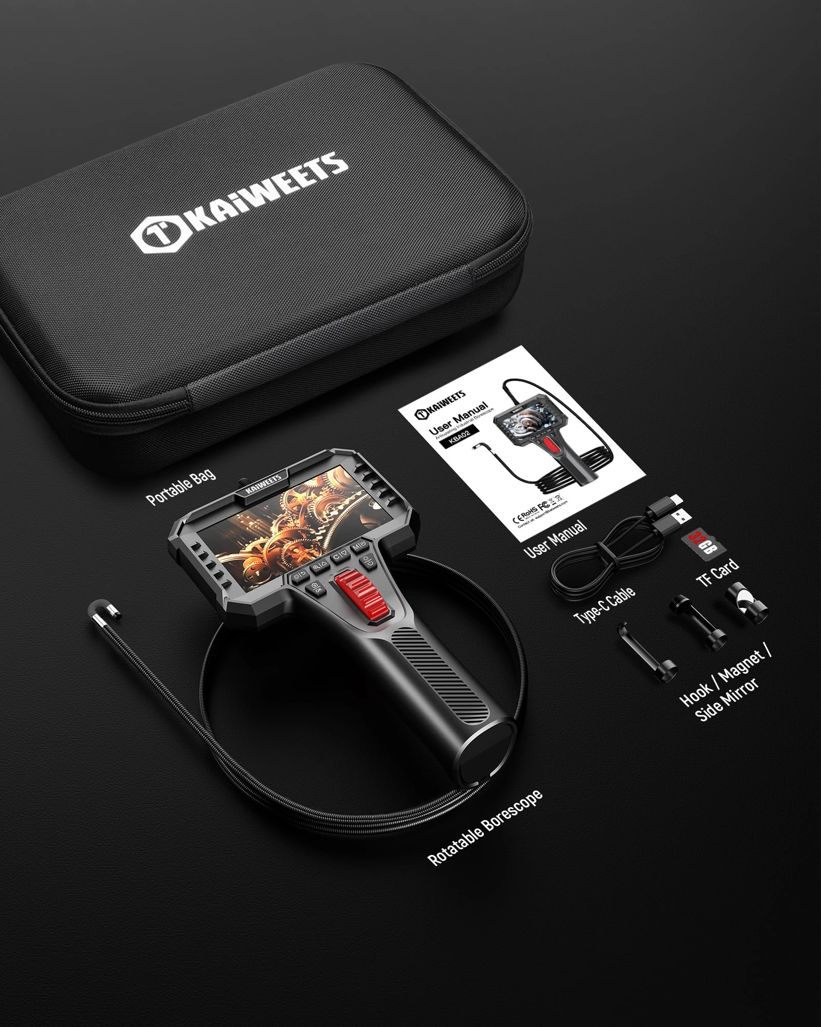 Two-Way Articulating Borescope Camera - 0.25in 5.3FT