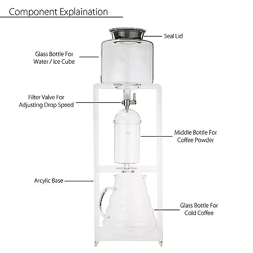 Ice Drip Coffee Maker - Adjustable Rate Dripper Stainless Steel Filter