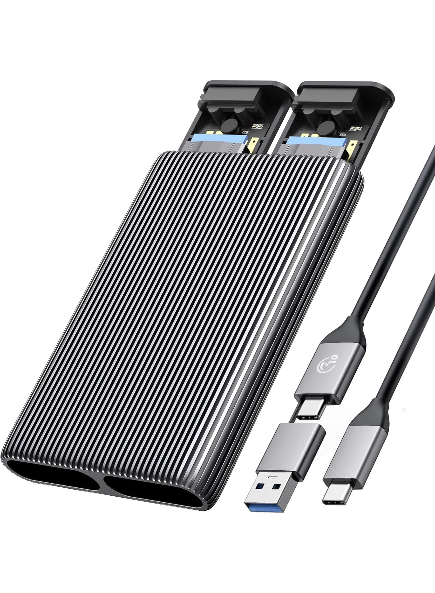 ORICO Dual M.2 NVMe with SATA SSD Enclosure - USB C M Key PCIe & B+M Key 2230/2242/2260/2280