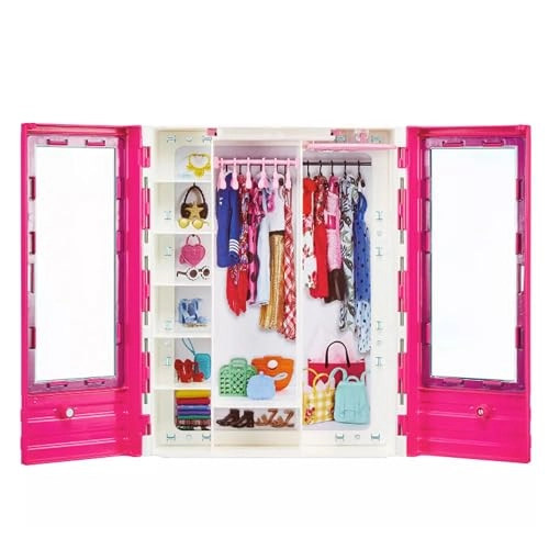 Barbie and Ken doll + Wardrobe + Two-seater convertible car