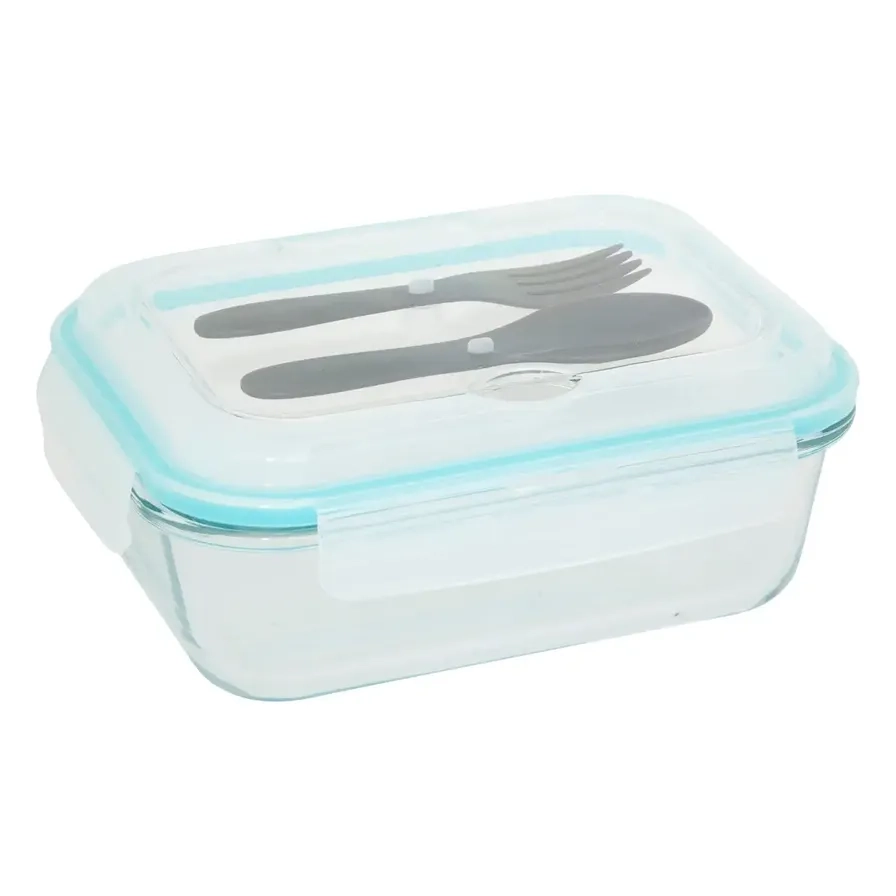 5Five Clipeat Glass Lunch Box with Cutlery - 1 L