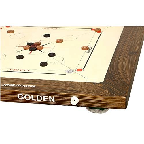 Golden Carrom Board - 12mm Champion with Coins Striker & Cover