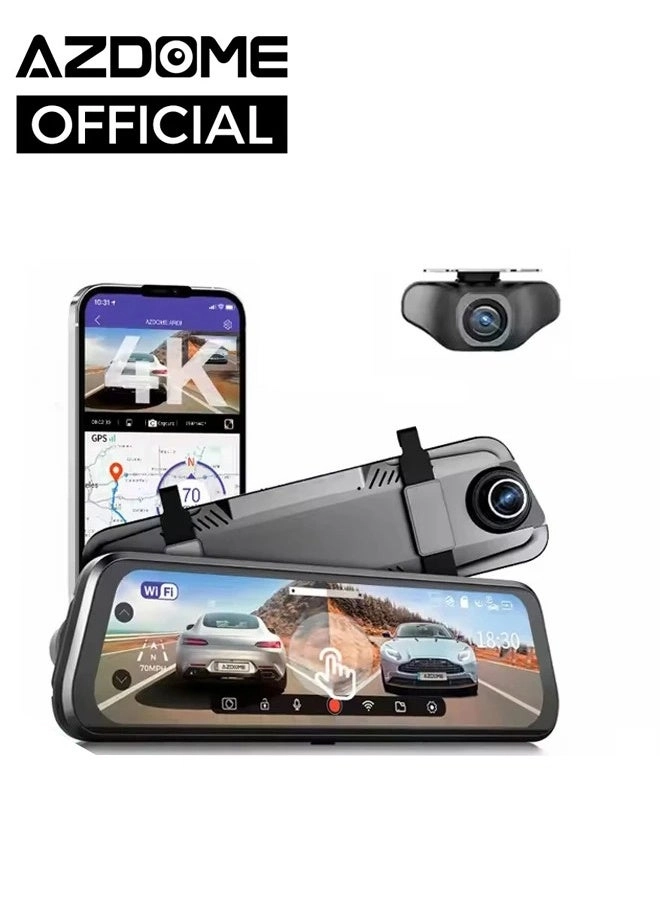 AZDOME Mirror Dash Cam - 4K+1080P