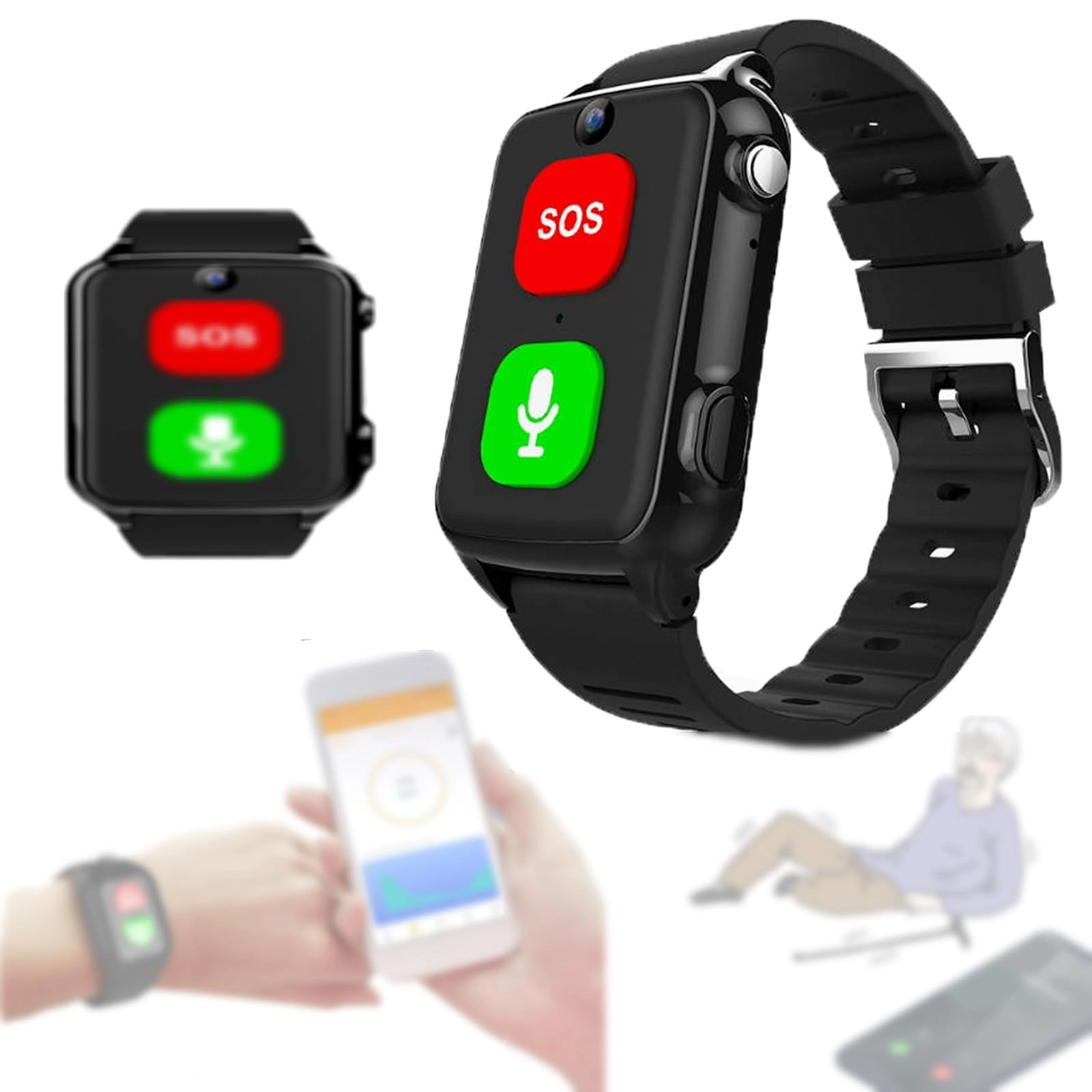 NOOGRRFA Elderly Fall Detection Smart Watch LTE