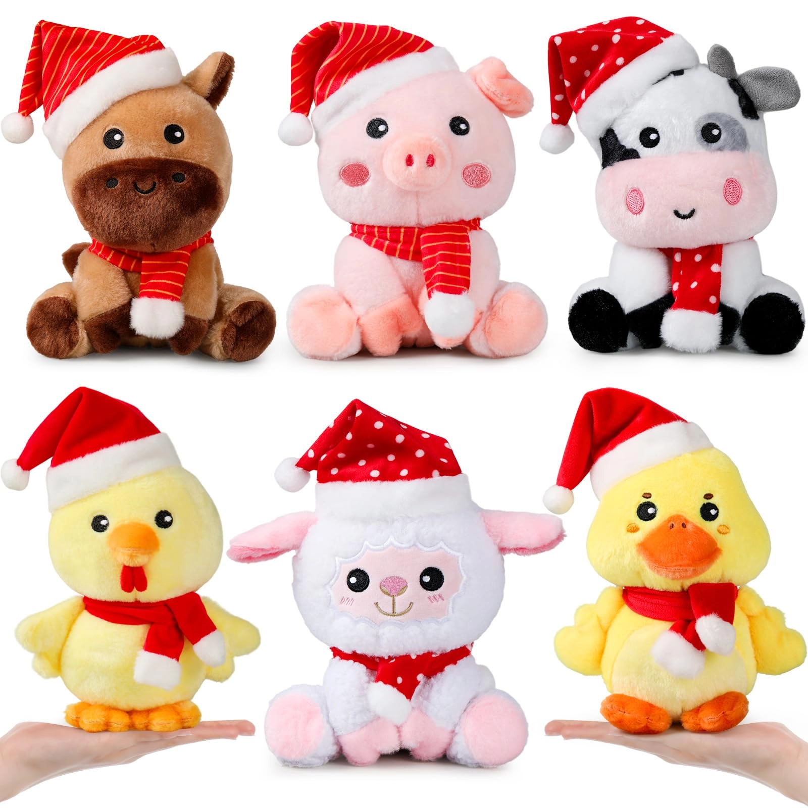 RoundFunny Horse - 18 cm + Sheep + Cow + Duck + Chick + Pig