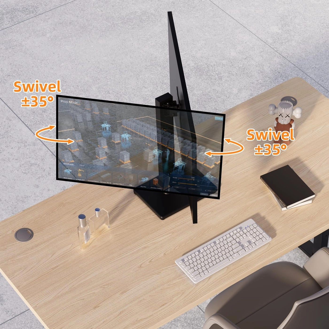 Single LCD Computer Monitor Free-Standing Desk Stand Mount Riser - 13 inch to 43 inch 50,75& 100mm