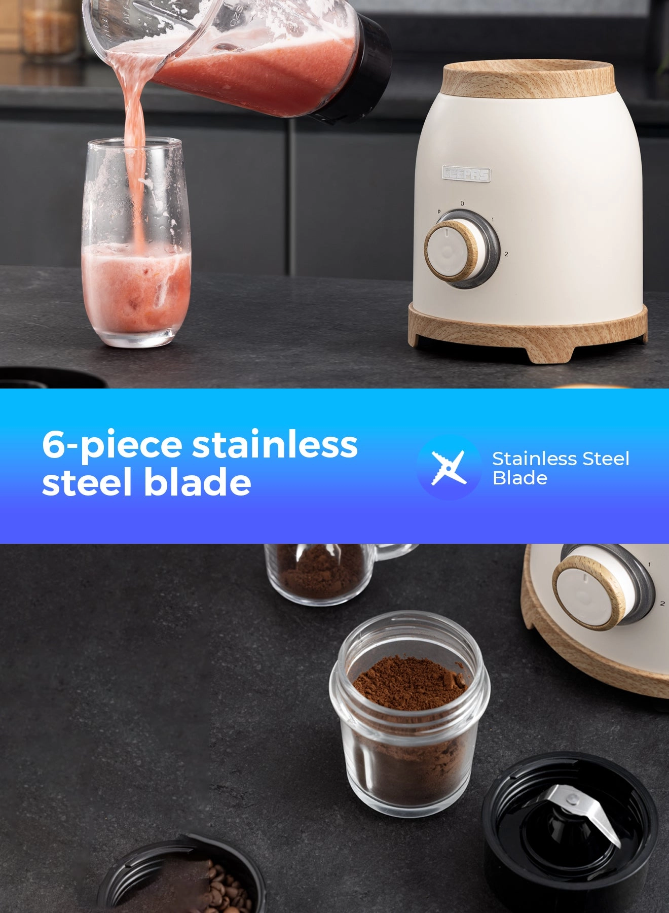 2-in-1 Electric Blender & Grinder - 800W