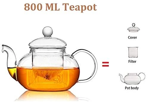 Borosilicate Teapot - 800 ML + Tea Warmer + Double Wall Cup - 80 Ml 6pcs