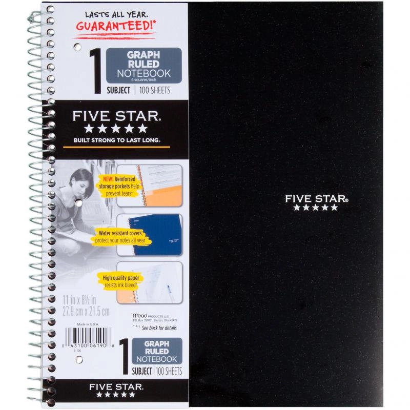 Notebook 8.5 X 11 Spiral - Grid 100 Sheets