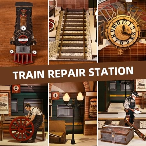 Book Nook - Train Repair Station Wood