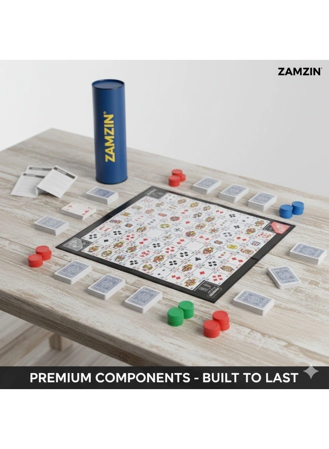 Sequence Tube Game - Large Game Mat Cards & Chips