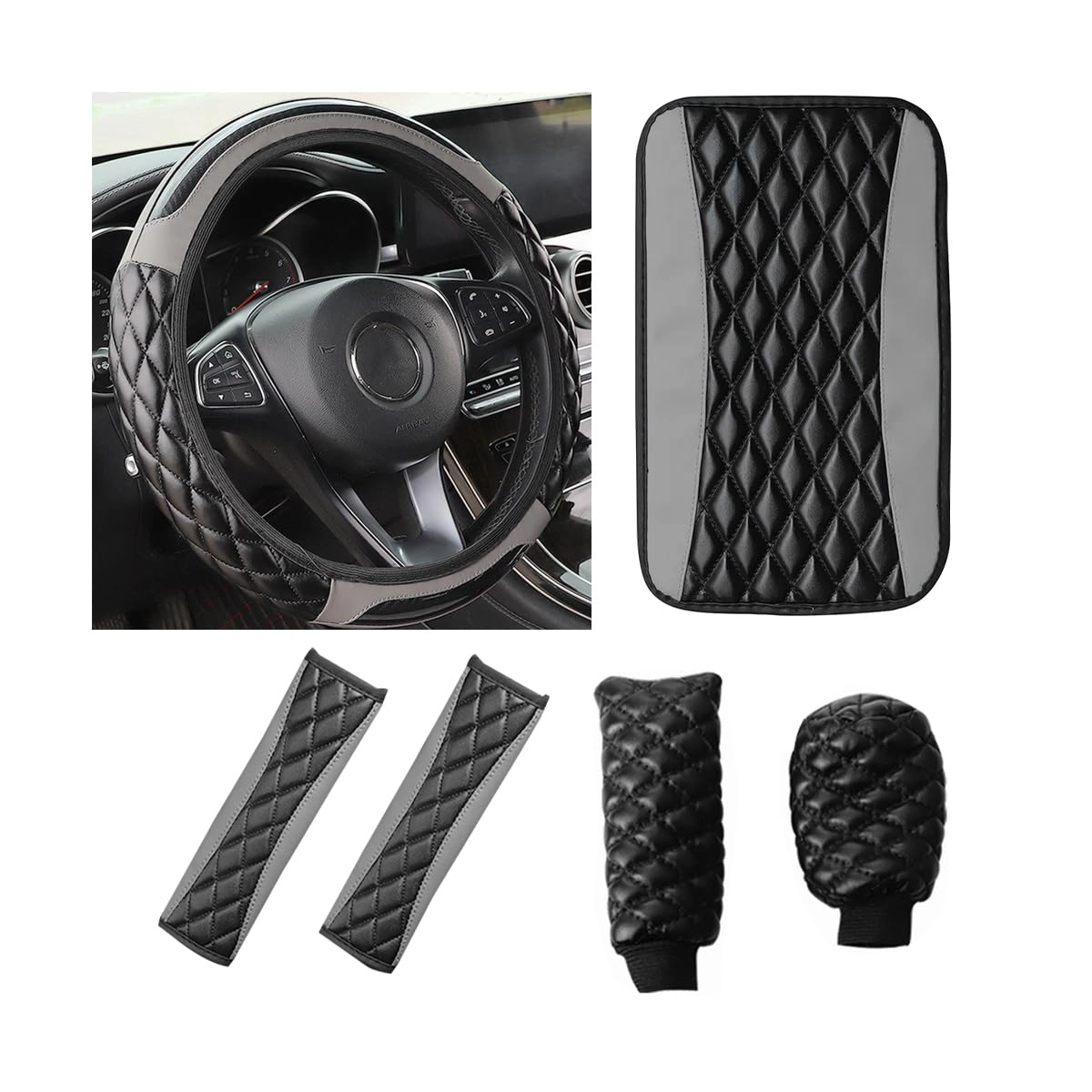 AICEL Car Accessories Set - Leather 6pcs/Set