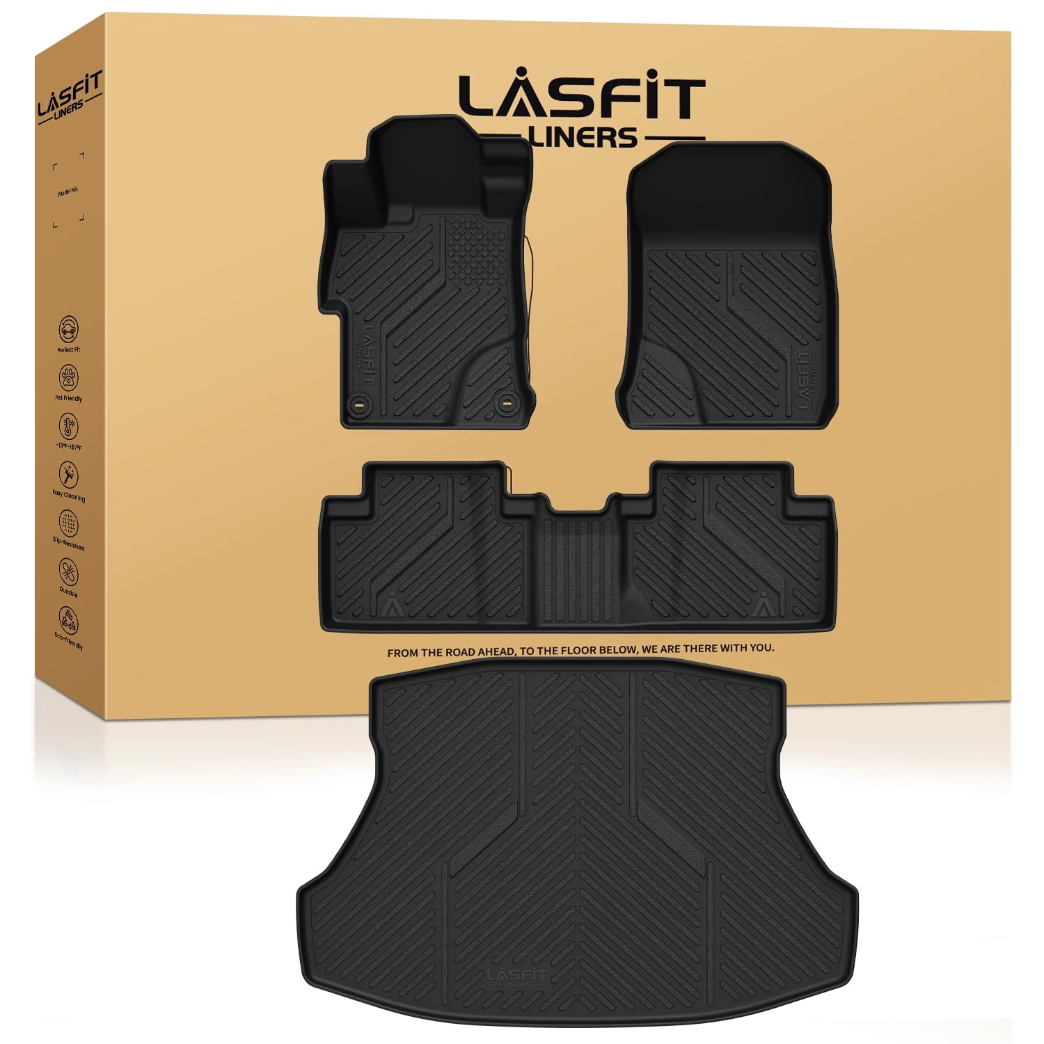Floor Mats & Trunk Mat - Honda Civic Sedan & Sedan Si 2012 2013 2014 2015 1st & 2nd Row & Cargo Mat