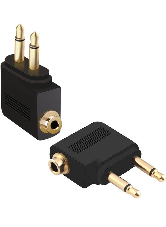 Airplane Headphone Audio Adapter - 4 Pack for Airlines Dual-prong Jack