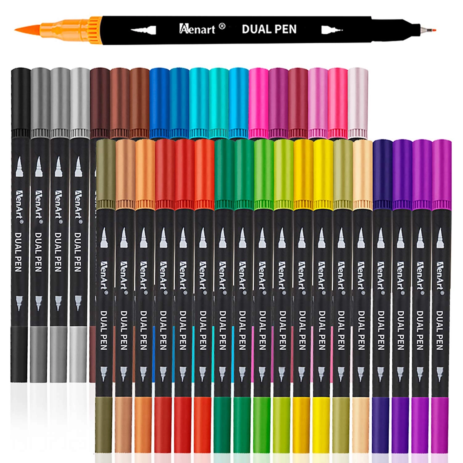Mdk-DP Dual Tip Brush Marker Pens - 36 Colors Fine Brush Tip