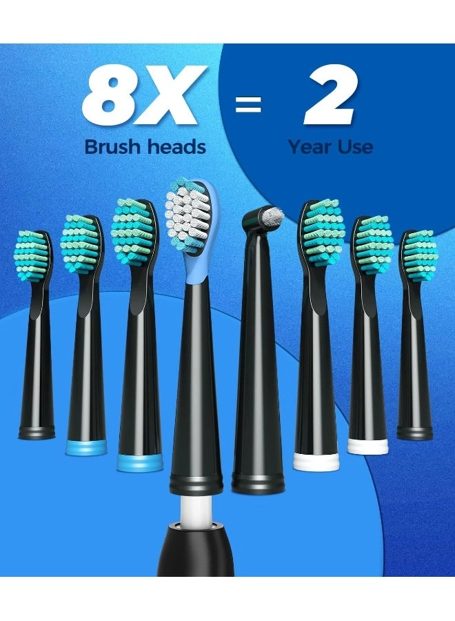 Sonic Electric Toothbrush - 8 Brush Heads 40000 VPM