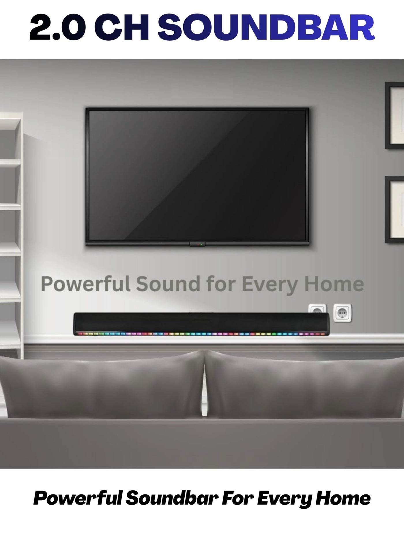 TV 55S90F 55" + 2.0 Channel Portable Soundbar With Built In Battery & LED Lights