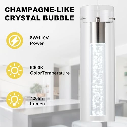 Modern Crystal Chandelier - 6000K Dimmable