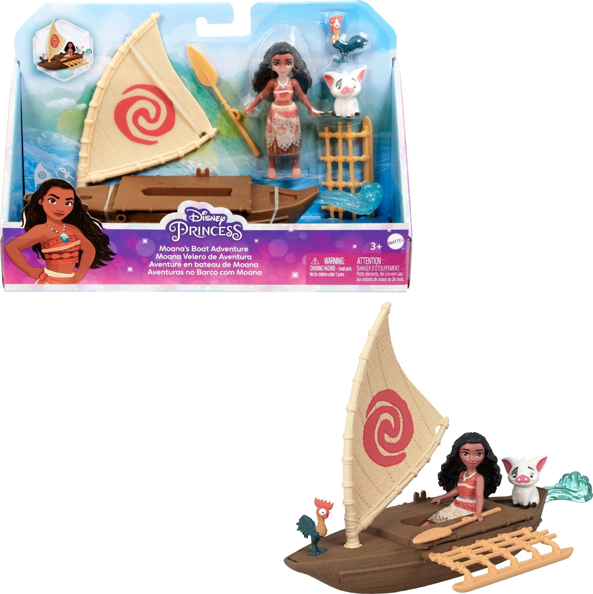 Disney Moana Small Doll + Floating Boat + Friend Figures