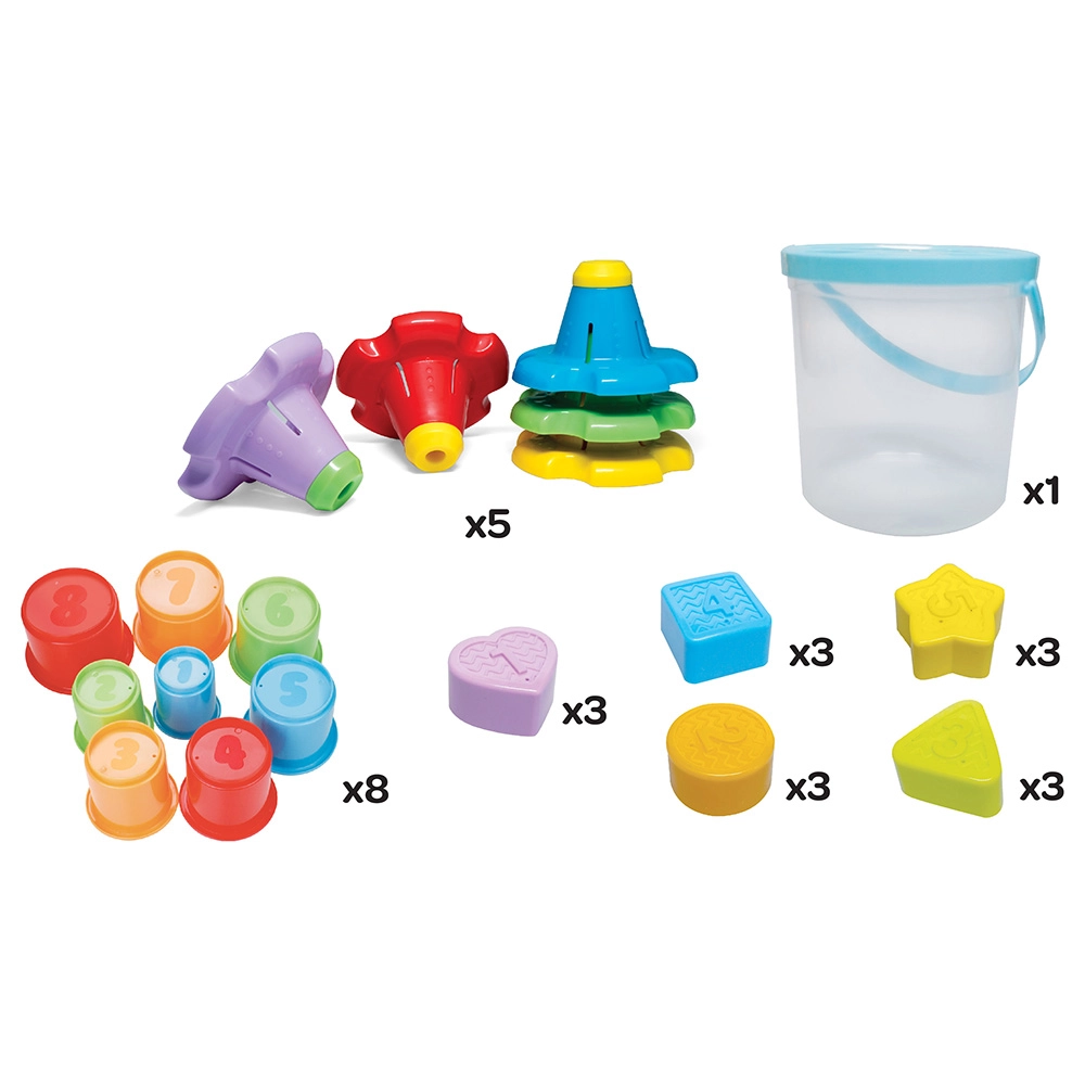 3 In 1 Educational Sorting And Stacking Game - 1+ 29 Pieces