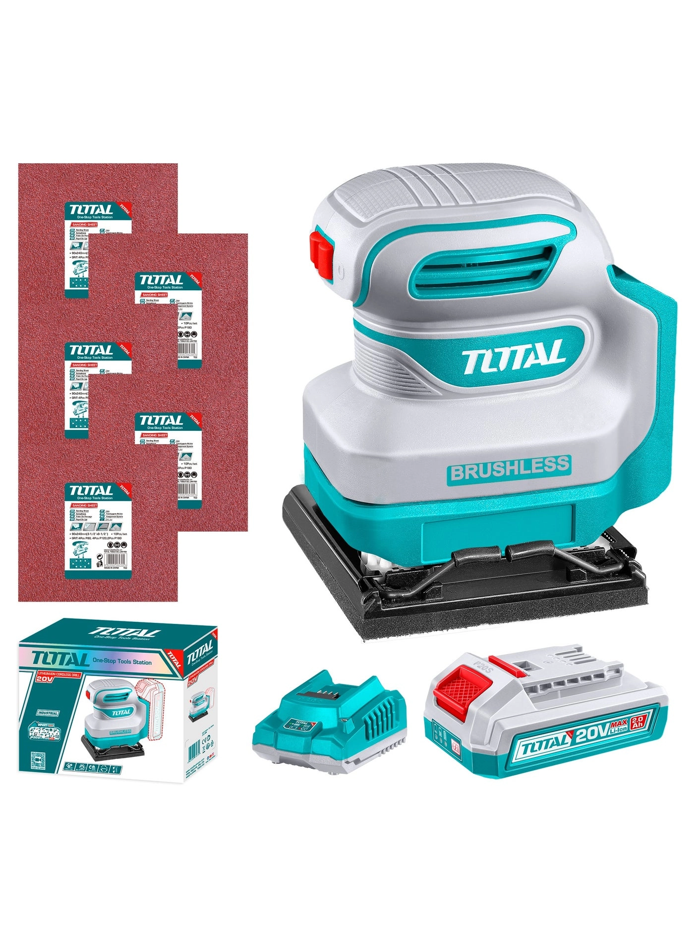 Total Brushless Cordless Sheet Sander - 20V 1/4 Sheet 12000RPM