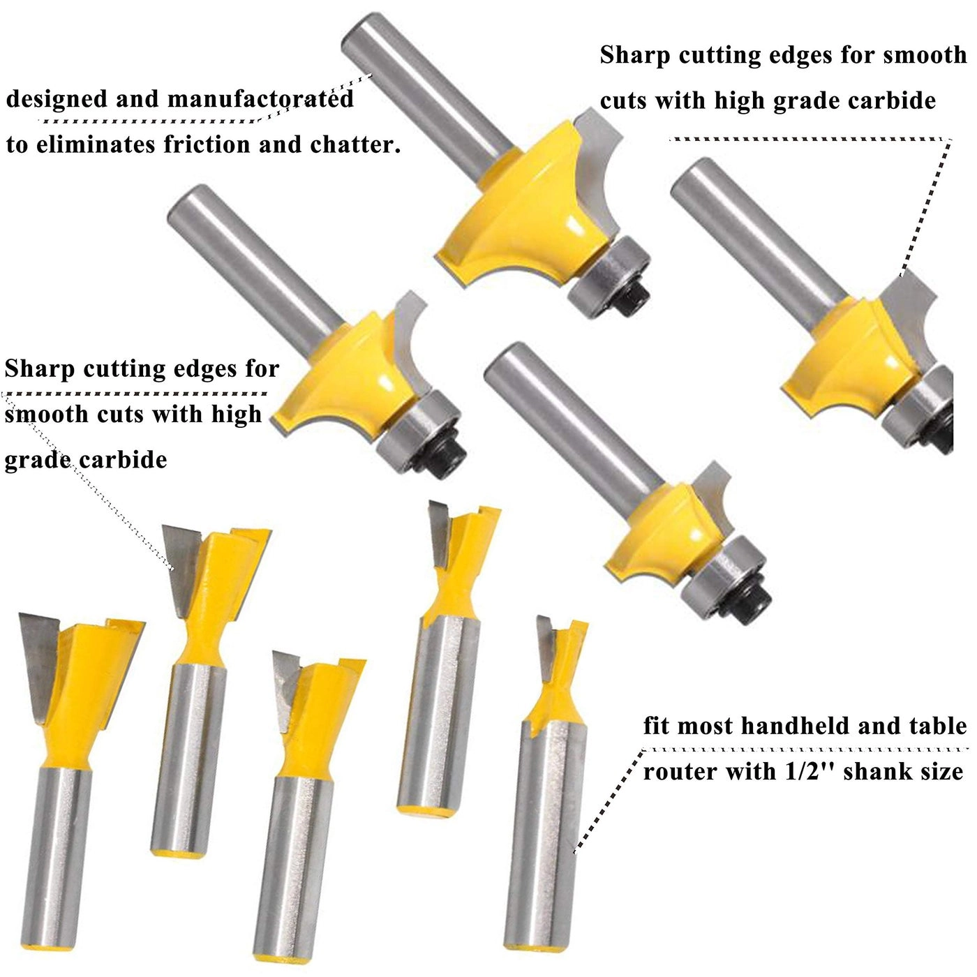 Router Bit Set - 1/2-Inch 43 PCS